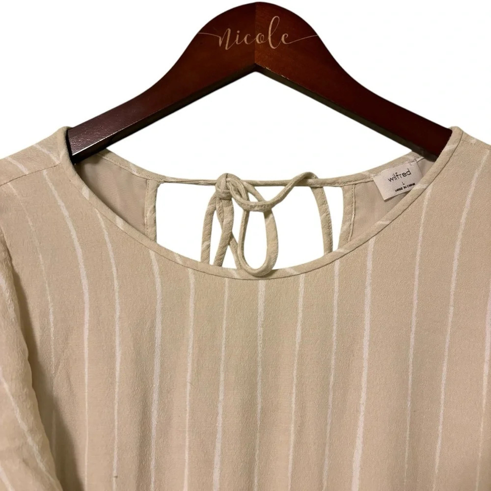 Aritzia Wilfred Fleurette Striped Cream Jumpsuit- Size Large - Picture 5 of 11